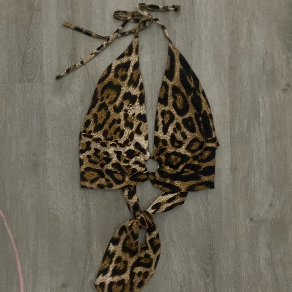 Cheetah print halter top tie in the back
